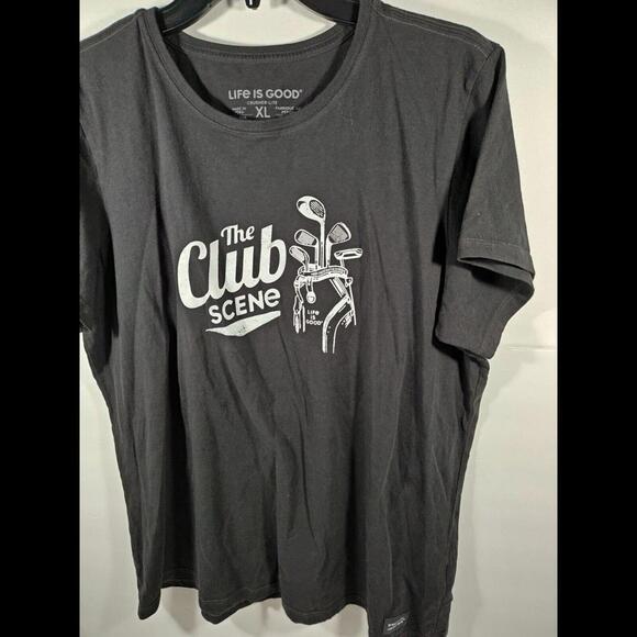 Life is Good Womens XL Crusher Lite Tee The Club Scene Golf Black Short Sleeve - Picture 4 of 7